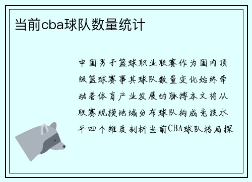 当前cba球队数量统计